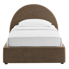 Resort Mocha Twin Arched Upholstered Fabric Storage Platform Bed Frame - Ornate Home