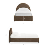 Resort Mocha Twin Arched Upholstered Fabric Storage Platform Bed Frame - Ornate Home
