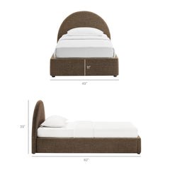 Resort Mocha Twin Arched Upholstered Fabric Storage Platform Bed Frame - Ornate Home
