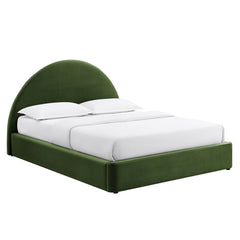 Resort Moss Green Full Arched Performance Velvet Storage Platform Bed Frame - Ornate Home