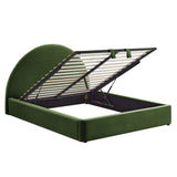 Resort Moss Green King Arched Performance Velvet Storage Platform Bed Frame - Ornate Home