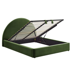 Resort Moss Green King Arched Performance Velvet Storage Platform Bed Frame - Ornate Home