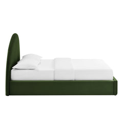 Resort Moss Green King Arched Performance Velvet Storage Platform Bed Frame - Ornate Home