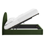 Resort Moss Green King Arched Performance Velvet Storage Platform Bed Frame - Ornate Home