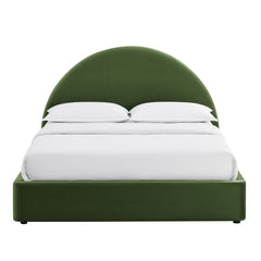 Resort Moss Green King Arched Performance Velvet Storage Platform Bed Frame - Ornate Home