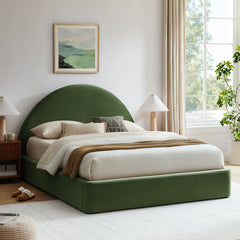 Resort Moss Green King Arched Performance Velvet Storage Platform Bed Frame - Ornate Home