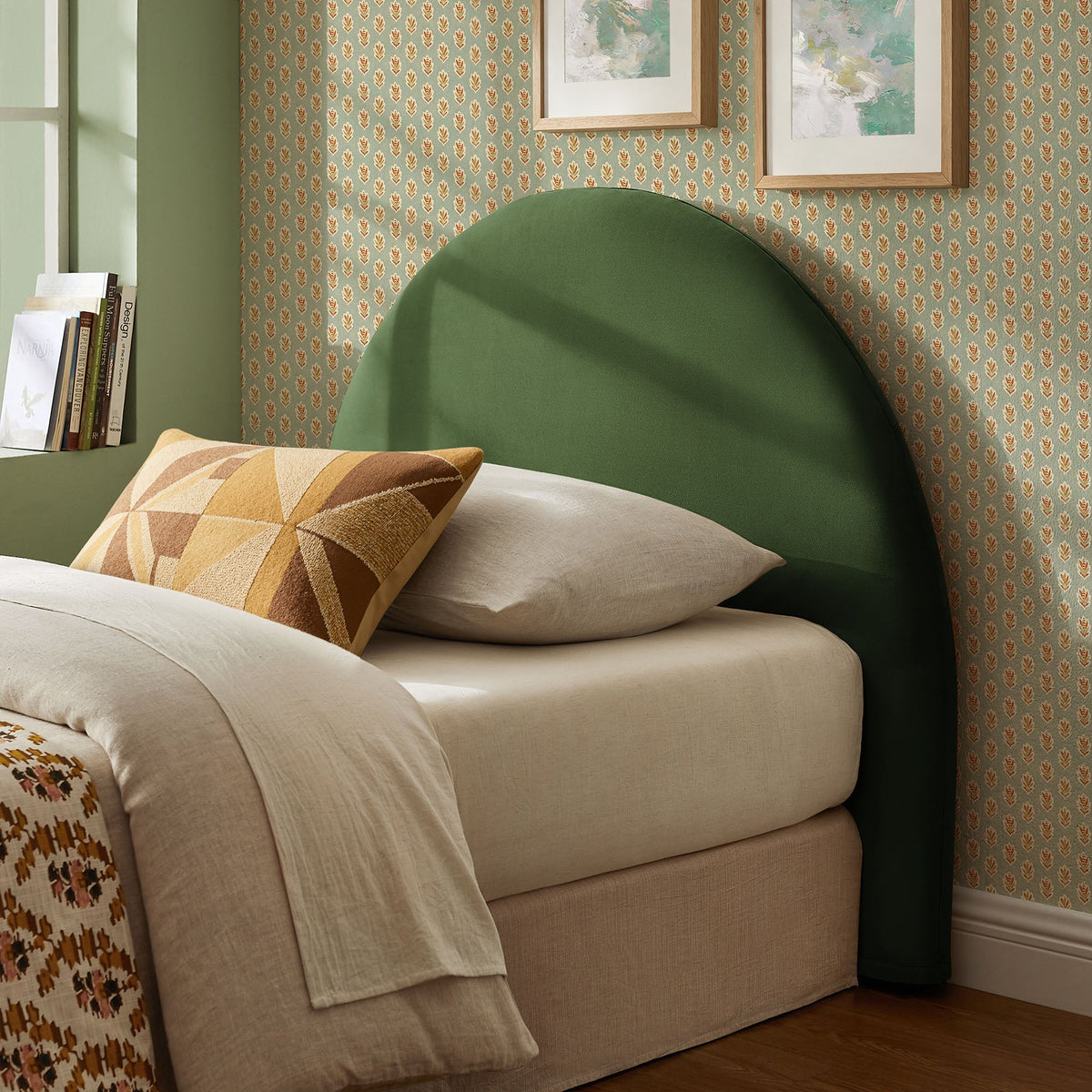 Resort Moss Green Performance Velvet Arched Headboard - Ornate Home