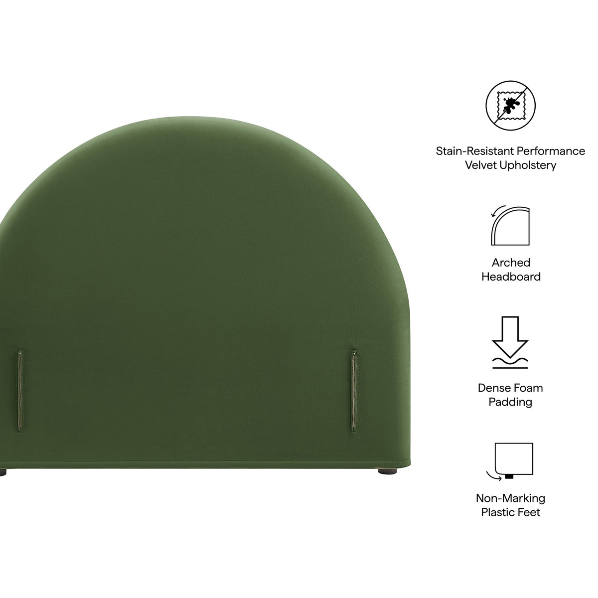 Resort Moss Green Performance Velvet Arched Headboard - Ornate Home