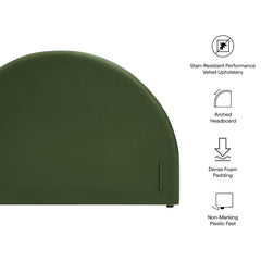 Resort Moss Green Performance Velvet Arched Headboard - Ornate Home