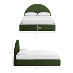 Resort Moss Green Queen Arched Performance Velvet Storage Platform Bed Frame - Ornate Home