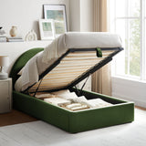 Resort Moss Green Twin Arched Performance Velvet Storage Platform Bed Frame - Ornate Home