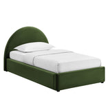 Resort Moss Green Twin Arched Performance Velvet Storage Platform Bed Frame - Ornate Home