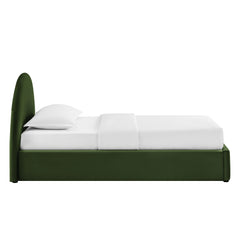Resort Moss Green Twin Arched Performance Velvet Storage Platform Bed Frame - Ornate Home