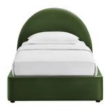 Resort Moss Green Twin Arched Performance Velvet Storage Platform Bed Frame - Ornate Home