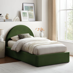 Resort Moss Green Twin Arched Performance Velvet Storage Platform Bed Frame - Ornate Home