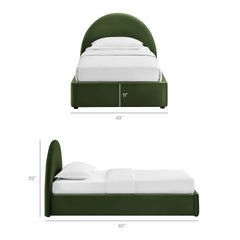 Resort Moss Green Twin Arched Performance Velvet Storage Platform Bed Frame - Ornate Home