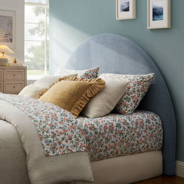 Modway Sky Blue Resort Queen Woven Upholstered Fabric Arched Headboard