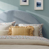 Resort Sky Blue Queen Woven Upholstered Fabric Arched Headboard
