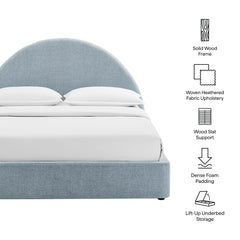 Resort Sky Full Arched Upholstered Fabric Storage Platform Bed Frame - Ornate Home