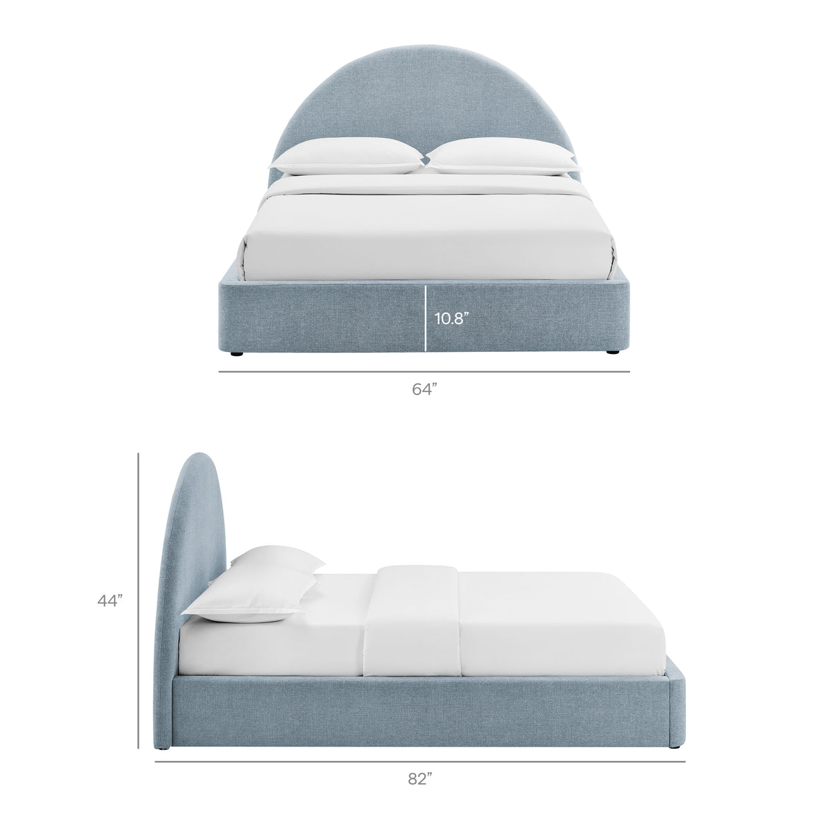 Resort Sky Full Arched Upholstered Fabric Storage Platform Bed Frame - Ornate Home