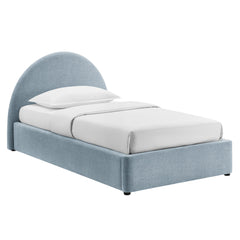 Resort Sky Twin Arched Upholstered Fabric Storage Platform Bed Frame - Ornate Home