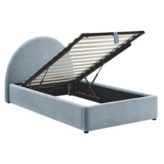 Resort Sky Twin Arched Upholstered Fabric Storage Platform Bed Frame - Ornate Home