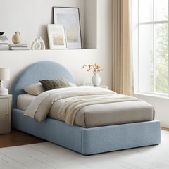 Resort Sky Twin Arched Upholstered Fabric Storage Platform Bed Frame - Ornate Home