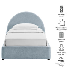 Resort Sky Twin Arched Upholstered Fabric Storage Platform Bed Frame - Ornate Home