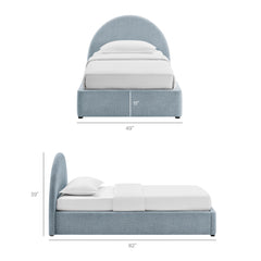 Resort Sky Twin Arched Upholstered Fabric Storage Platform Bed Frame - Ornate Home