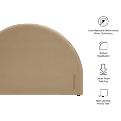 Resort Taupe Performance Velvet Arched Headboard - Ornate Home
