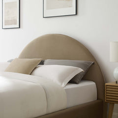 Resort Taupe Performance Velvet Arched Round Full Platform Bed - Ornate Home