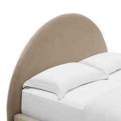 Resort Taupe Performance Velvet Arched Round King Platform Bed - Ornate Home