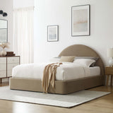 Resort Taupe Performance Velvet Arched Round Queen Platform Bed - Ornate Home