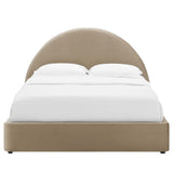 Resort Taupe Performance Velvet Arched Round Queen Platform Bed - Ornate Home