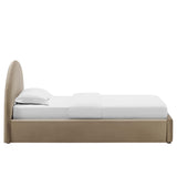 Resort Taupe Performance Velvet Arched Round Twin Platform Bed - Ornate Home