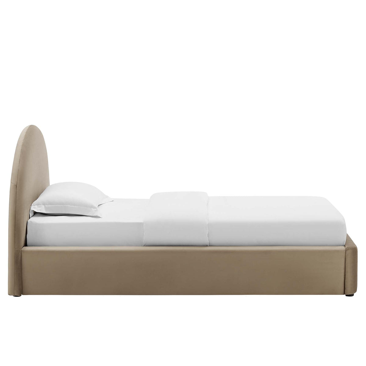 Resort Taupe Performance Velvet Arched Round Twin Platform Bed - Ornate Home