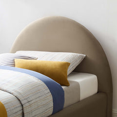 Resort Taupe Performance Velvet Arched Round Twin Platform Bed - Ornate Home