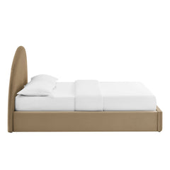 Resort Taupe Queen Arched Performance Velvet Storage Platform Bed Frame - Ornate Home