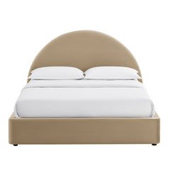 Resort Taupe Queen Arched Performance Velvet Storage Platform Bed Frame - Ornate Home