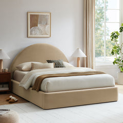 Resort Taupe Queen Arched Performance Velvet Storage Platform Bed Frame - Ornate Home