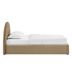 Resort Taupe Twin Arched Performance Velvet Storage Platform Bed Frame - Ornate Home