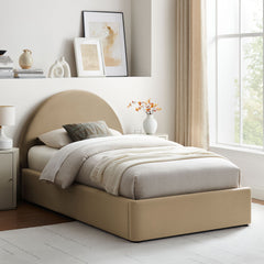 Resort Taupe Twin Arched Performance Velvet Storage Platform Bed Frame - Ornate Home