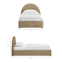 Resort Taupe Twin Arched Performance Velvet Storage Platform Bed Frame - Ornate Home