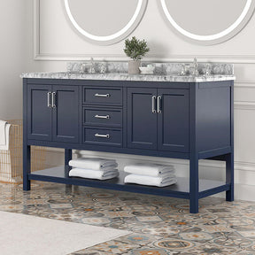 Reston Blue 61" Vanity with Top/ Sink - Ornate Home