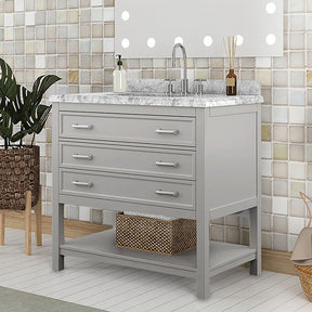 Reston Gray 37" Vanity with Top/ Sink - Ornate Home
