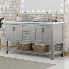 Reston Gray 61" Vanity with Top/ Sink - Ornate Home