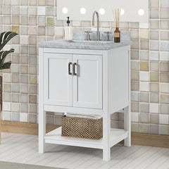 Reston White 25" Vanity with Top/ Sink - Ornate Home