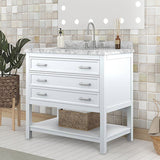 Reston White 37" Vanity with Top/ Sink - Ornate Home