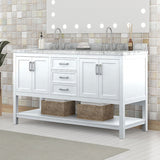 Reston White 61" Vanity with Top/ Sink - Ornate Home