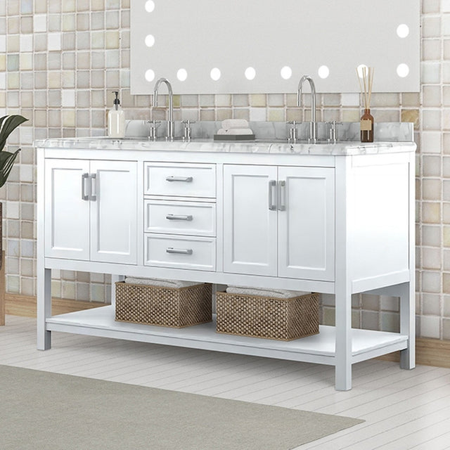 Reston White 72" Vanity with Top/ Sink - Ornate Home